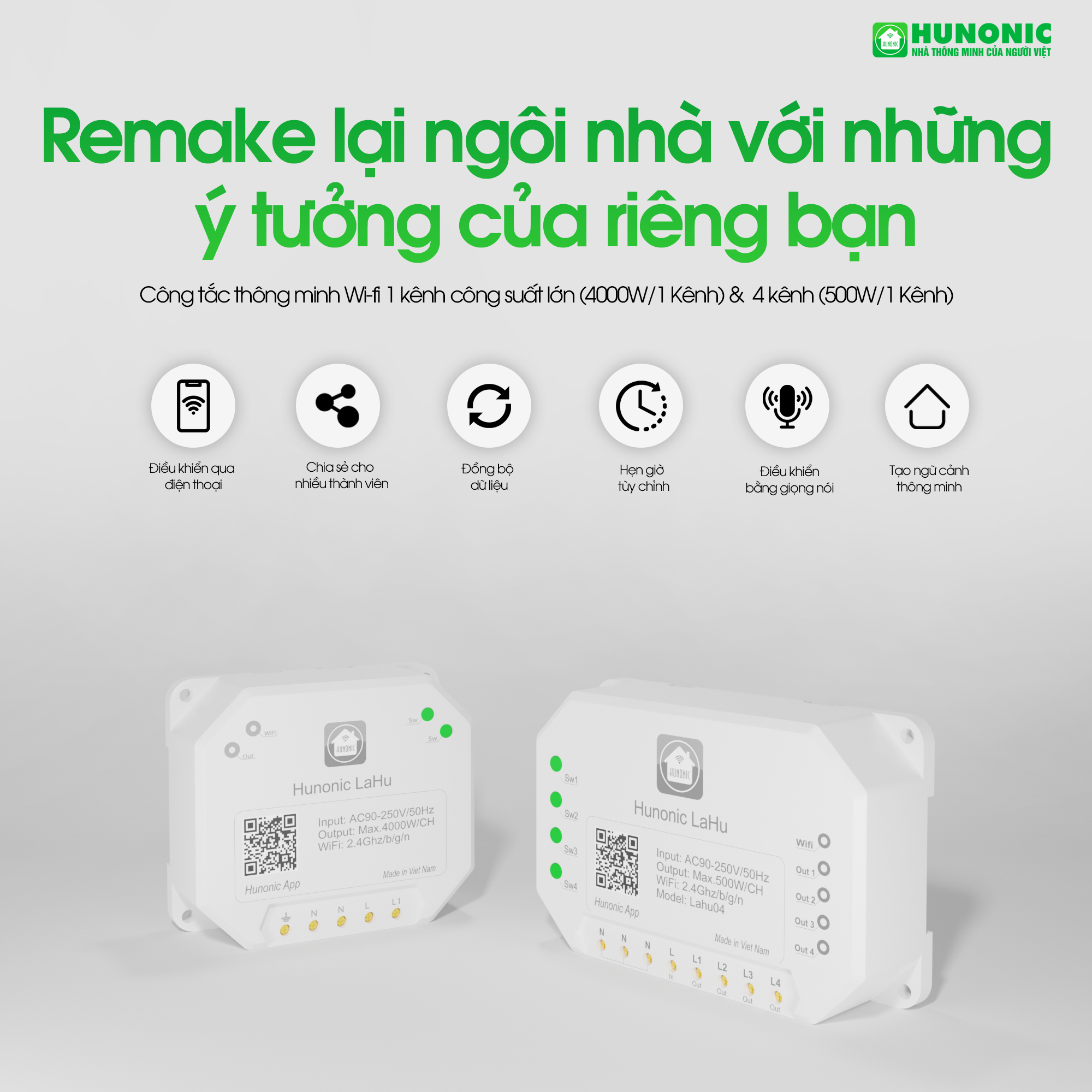 Công Tắc Thông Minh Hunonic Lahu RTC Tích Hợp IC Thời Gian Thực